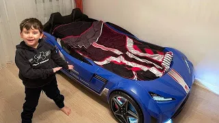 Yusuf’un yeni araba yatağı geldiii😍 Sesli, ışıklı, uzaktan kumandalı yarış arabası🏎  çilek mobilya