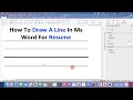 How To Draw A Line In Ms Word For Resume
