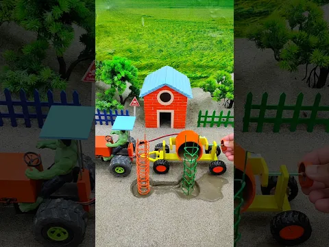 😱 Real Working Mini Tractor Making Cement Pillar | Amazing DIY Construction Machine 🚜 #shorts