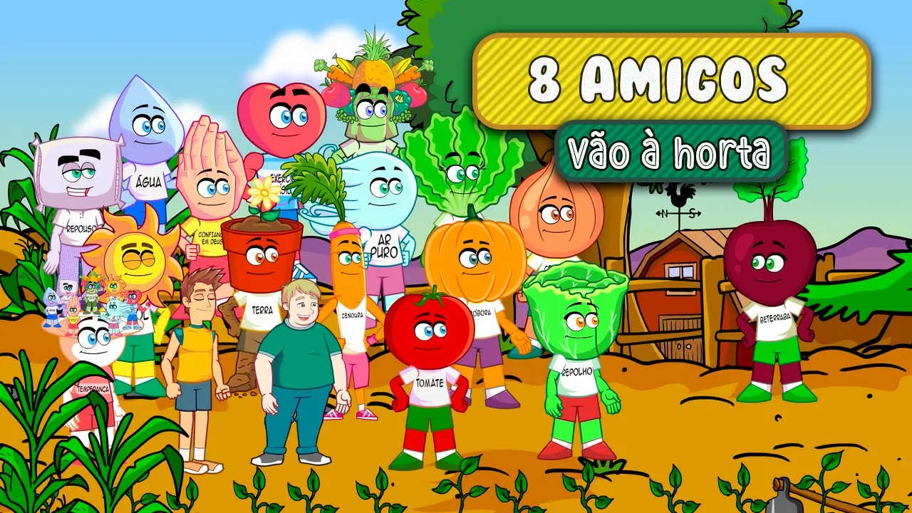 OS 8 AMIGOS VÃO À HORTA! - Vida Saudável Para Crianças | Josué de Castro e Cleiton Schaefer