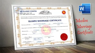 Islamic Marriage Certificate Template in Microsoft Word Muslim Marriage Certificate Design English
