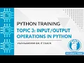 Topic 3 Python Operations Vijayalakshmi G M