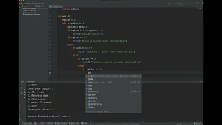 Python Lesson 39 List Part 7 Setting up a menu driven application
