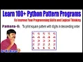 Learn 100 Python Pattern Pattren - 9 To print square pattern with digits in descending order