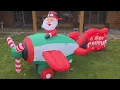 10 5FT Christmas Inflatables Santa on Airplane with Rotating Propeller LED Lights