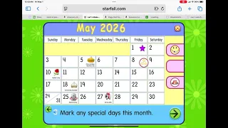 Starfall Make A Calendar May 2026