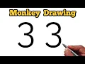 How to Draw a Cute Monkey Using Number 3 Easy Art for Independence Day or Fun Projects