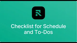 Checklist for Schedule and To Dos