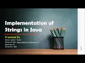 Implementation of Strings in JAVA GWOC DSA