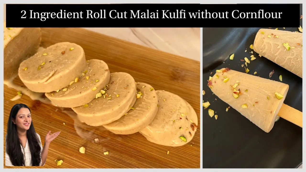 Only 2 Ingredient Roll Cut Malai Kulfi   No Sugar, No Cornflour Roll Cut Malai Kulfi, Summer Special
