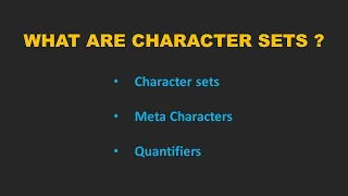 What are character sets meta characters quantifiers in REGEX