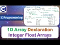 Declaration of 1D Integer Float Arrays One Dimensional 1D Arrays C Programming Language Part 1