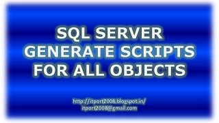 SQL Server Script for All Objects