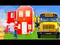 Download Lagu The Kids have fun going to the firemen school with a real school bus 🚌🧑‍🚒