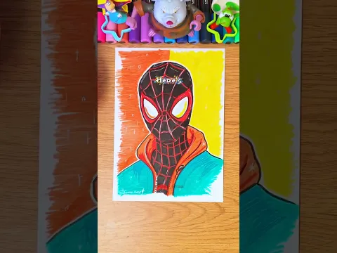 ✨️Drawing MILES MORALES but With the World's Cheapest Acrylic Markers!!✨️ #shorts #drawing #art