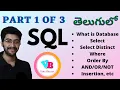 SQL in telugu Part 1 Select Distinct Where Order By AND OR NOT Insertion Database Vamsi Bhavani