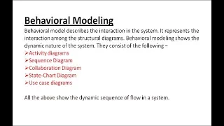 Behavioral Modeling Structural Modeling Architectural Modeling in UML