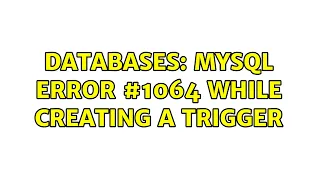 Databases MySQL error while creating a trigger