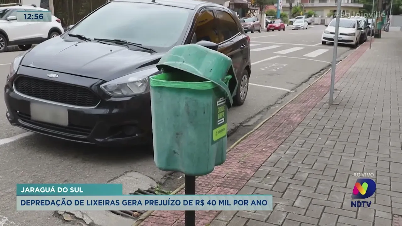 Jaraguá do Sul: depredação de lixeiras gera prejuízo de R$ 40 mil por ano