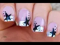 HALLOWEEN Season NAILS 2022 Inspired By WITCH HAT Silver FRENCH MANICURE Black Star NAIL DESIGN