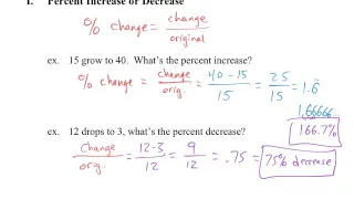 Algebra 1 2 11 Percent Increase Decrease
