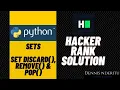 Python Sets - Set discard remove and pop