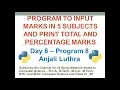 Program to Calculate Total and Percentage Marks of a Student Python Programming