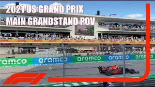 2021 United States Grand Prix Qualifying Main Grandstand View Crowd Cheers for Verstappen
