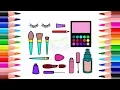How To Draw And Color Makeup Collection - Coloring Pages For Kids