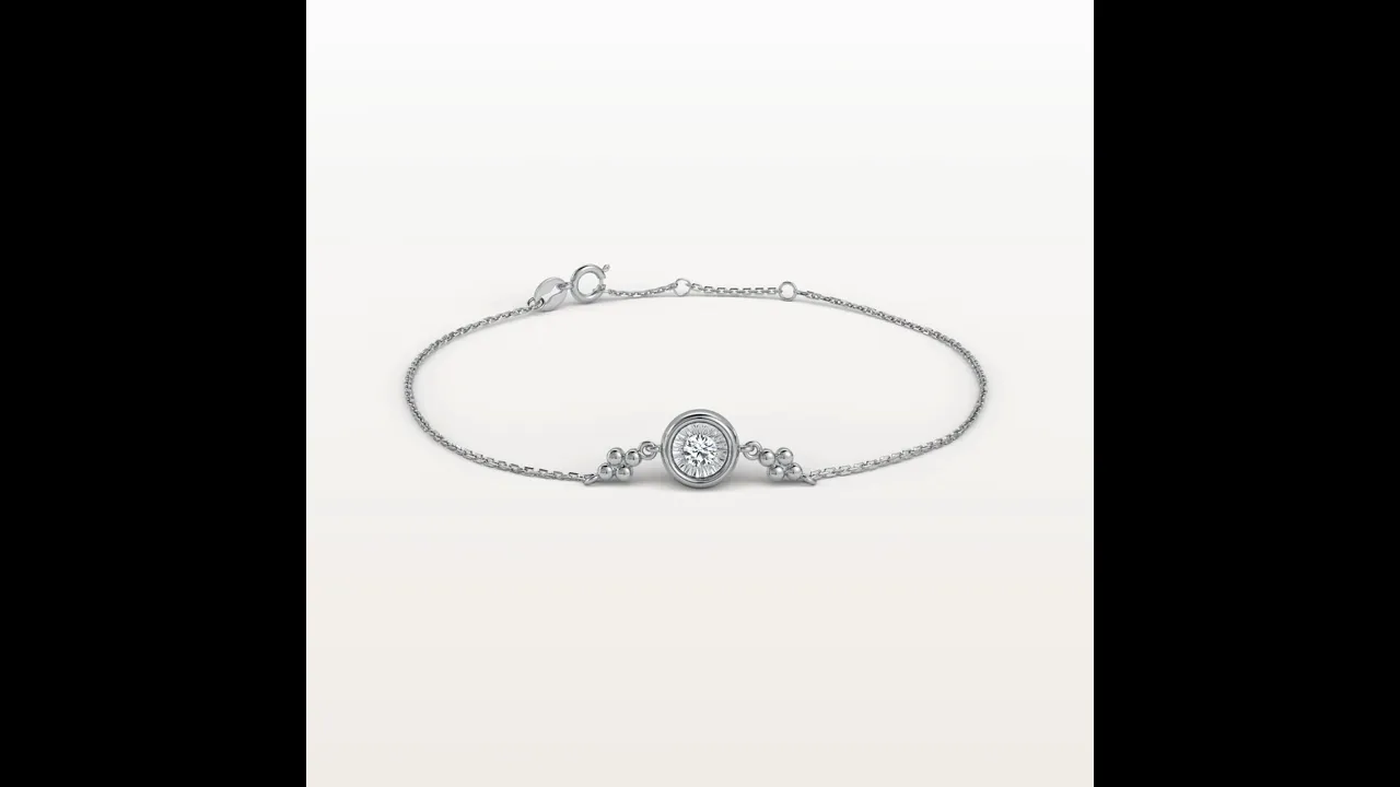 Bezel Set Lab-Grown Diamond Solitaire Chain Bracelet in Sterling Silver