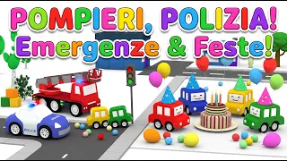 🚒 Pompieri, Polizia, 🚨 Emergenze e Feste! Compilation Macchinine Colorate 🚗 Cartoni Animati