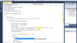 C to copy the elements one array into another array