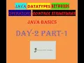java tutorial for beginners JAVA DATATYPES KEYWORDS OPERATORS CONTROL STRUCTURES JAVA DAY-2