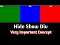 Hide show div elements on click in javascript 2020