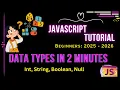JavaScript Data Types complete Explanation Numbers Strings Null Boolean in Hindi Examples