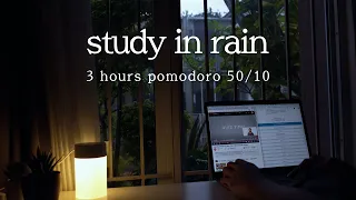 3hr STUDY WITH MEㅣpomodoro 50 10 Rain Sound For Study 