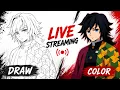 LIVE Drawing Giyu Tomioka Water Hashira Demon Slayer Anime Art