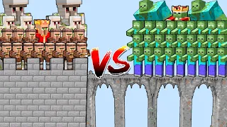 CAN THE ZOMBIE ARMY CROSS THE BRIDGE AND DESTROY THE VILLAGER CASTLE? | Minecraft Mob Battle