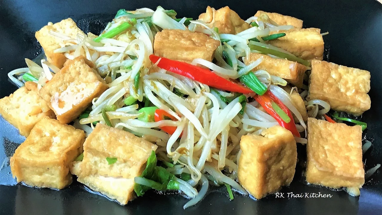  Stir Fried Tofu with Bean sprouts.