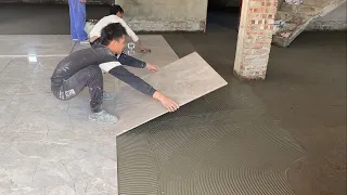 Amazing Techniques Construction A Bedroom Floor With Large Size 100 x 100cm Ceramic Tiles