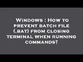 Windows How to prevent batch file bat from closing terminal when running commands