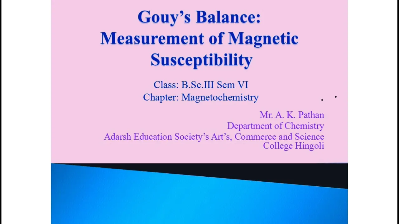 Gouy's Balance: Measurement of Magnetic Susceptibility