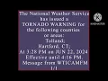 Tornado Warning from 24 WTIC Hartford CT with DASDEC Screen