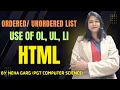 HTML Tutorials Ordered list and Unordered List html ol tag ul tag and li tag Lists in HTML