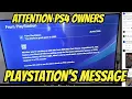 PlayStation Warning Message to PS4 Owners