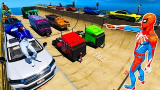 Novo Desafio Tripla-Rampa e Homem-Aranha com Carros, Motos, Caminhões – Corrida no GTA 5