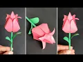 How to make paper tulip Easy origami tulip DIY tulip flower No glue paper craft