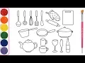 Kitchen Tools Coloring page for Kids Painting and Drawing for Toddlers