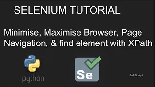 Python Selenium Tutorial Minimise Maximise Browser Page Navigation find element with XPath