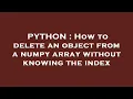 PYTHON How to delete an object from a numpy array without knowing the index